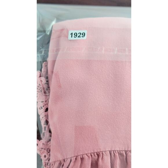 Cupio Boho Tunic Top Women's Size M Pink  3/4 Bell Sleeve Scalloped Lace Trim - Picture 11 of 13